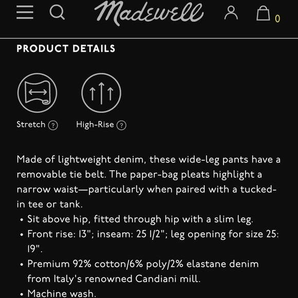 Madewell Paperbag High Rise Wide Leg Jeans Size 28 - Picture 4 of 16